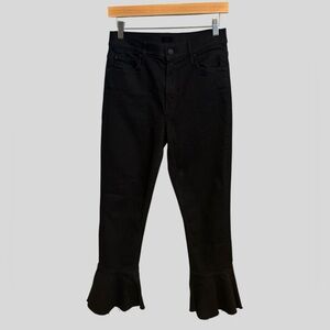 Mother The Cha Cha Fray Jeans Not Guilty Black Size 29 Cropped Flare Hem